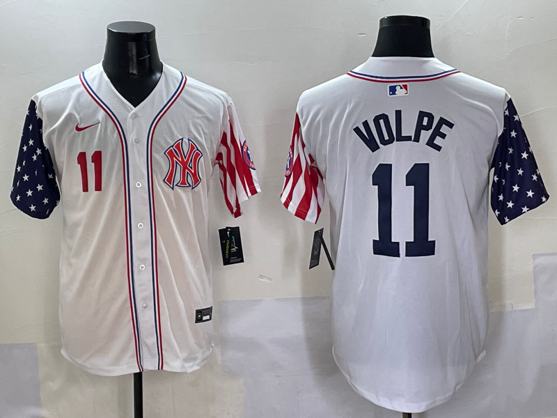 Men 2025  MLB New York Yankees #11 Volpe white jersey style 8->new york yankees->MLB Jersey